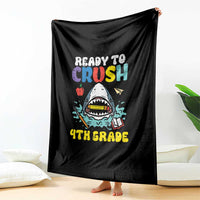 Shark Ready To Crush 4th Grade Throw Blanket Cool Boys First Day of School Gift