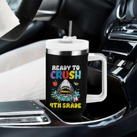 Shark Ready To Crush 4th Grade Tumbler With Handle Cool Boys First Day of School Gift