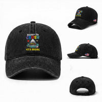 Shark Ready To Crush 4th Grade Washed Cotton Baseball Cap Cool Boys First Day of School Gift