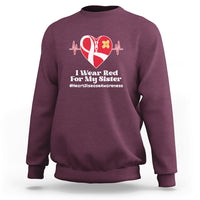 I Wear Red For My Sister Heart Disease Awareness Sweatshirt with Red Ribbon - Wonder Print Shop