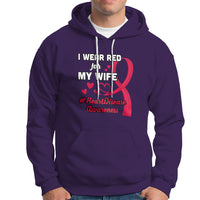Purple pullover hoodie with chest heart disease awareness graphic and kangaroo pocket