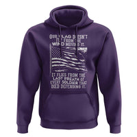 Our Flag Doesn’t Fly from the Wind - Patriotic Military Tribute Hoodie Honoring Fallen Soldiers