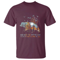 And Into the Forest I Go - Nature Lover Outdoor Adventure T Shirt Wilderness Compass & Bear Design - Wonder Print Shop
