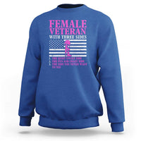 Female Veteran Sweatshirt - Three Sides: Veteran, Mother, Grandma - Proud Women's Military - Wonder Print Shop