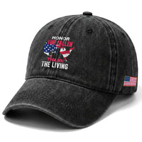 Patriotic Memorial Washed Cotton Baseball Cap Honor the Fallen - Veteran Themed Military Support