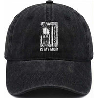 My Favorite Veteran Is My Mom Washed Cotton Baseball Cap Proud US Flag Military Tribute to Mothers