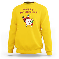 Funny Christmas Santa Claus Sweatshirt Where My Ho's At? - Wonder Print Shop