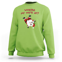 Funny Christmas Santa Claus Sweatshirt Where My Ho's At? - Wonder Print Shop
