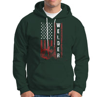 Welder Hoodie Vintage American Flag Patriotic Welding - Wonder Print Shop