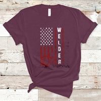 Welder T Shirt Vintage American Flag Patriotic Welding - Wonder Print Shop