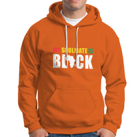 Orange pullover hoodie with drawstring hood, kangaroo pocket, and graphic chest print