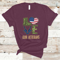 Veterans Day T Shirt I Love Our Veterans - Wonder Print Shop