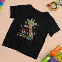 Giraffe Autism T Shirt For Kid It's Ok To Be Different - Wonder Print Shop