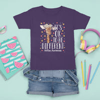 Giraffe Autism T Shirt For Kid Its Ok To Be Different Cute Floral - Wonder Print Shop