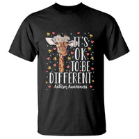 Giraffe Autism T Shirt Its Ok To Be Different Cute Floral - Wonder Print Shop