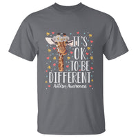 Giraffe Autism T Shirt Its Ok To Be Different Cute Floral - Wonder Print Shop