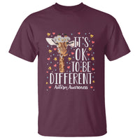 Giraffe Autism T Shirt Its Ok To Be Different Cute Floral - Wonder Print Shop