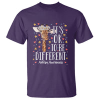 Giraffe Autism T Shirt Its Ok To Be Different Cute Floral - Wonder Print Shop