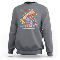 Giraffe Autism Sweatshirt It's Ok To Be Different Cute Mom And Baby - Wonder Print Shop