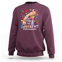 Giraffe Autism Sweatshirt It's Ok To Be Different Cute Mom And Baby - Wonder Print Shop