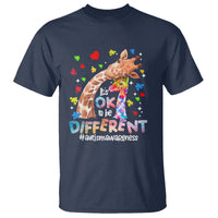 Giraffe Autism T Shirt It's Ok To Be Different Cute Mom And Baby - Wonder Print Shop