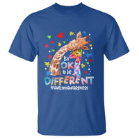 Giraffe Autism T Shirt It's Ok To Be Different Cute Mom And Baby - Wonder Print Shop