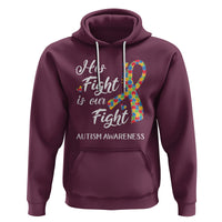 Autism Support Hoodie His Fight is My Fight Jigsaw Puzzle Ribbon - Wonder Print Shop