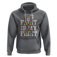 Autism Awarenees Hoodie His Fight Is My Fight Puzzle Ribbon - Wonder Print Shop