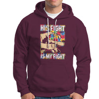 Autism Support Hoodie His Fight is My Fight Jigsaw Puzzle Little Hand Holding - Wonder Print Shop