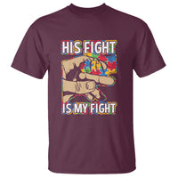 Autism Support T Shirt His Fight is My Fight Jigsaw Puzzle Little Hand Holding - Wonder Print Shop