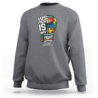 Autism Awareness Sweatshirt His Fight is My Fight Jigsaw Puzzle Boxing Glove - Wonder Print Shop
