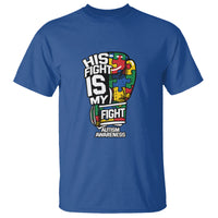 Autism Awareness T Shirt His Fight is My Fight Jigsaw Puzzle Boxing Glove - Wonder Print Shop
