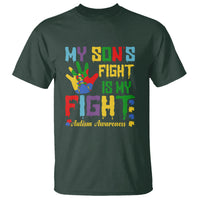 Autism Parents T Shirt My Son Fight Is My Fight Family Support Puzzle Ribbon - Wonder Print Shop