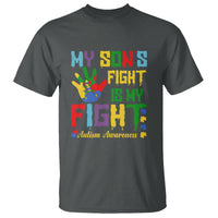 Autism Parents T Shirt My Son Fight Is My Fight Family Support Puzzle Ribbon - Wonder Print Shop