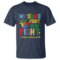 Autism Parents T Shirt My Son Fight Is My Fight Family Support Puzzle Ribbon - Wonder Print Shop