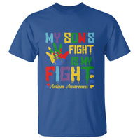Autism Parents T Shirt My Son Fight Is My Fight Family Support Puzzle Ribbon - Wonder Print Shop