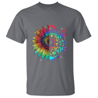 Sunflower Autism T Shirt His Fight is My Fight Rainbow - Wonder Print Shop