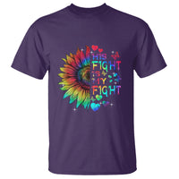 Sunflower Autism T Shirt His Fight is My Fight Rainbow - Wonder Print Shop