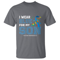 Autism Parents T Shirt I Wear Blue For My Son Family Support Puzzle Blue Ribbon - Wonder Print Shop