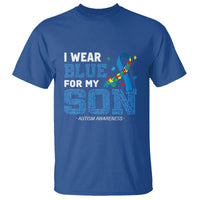 Autism Parents T Shirt I Wear Blue For My Son Family Support Puzzle Blue Ribbon - Wonder Print Shop