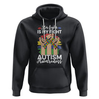 Autism Support Hoodie Her Fight is My Fight Together Puzzle Ribbon Raised Fists - Wonder Print Shop
