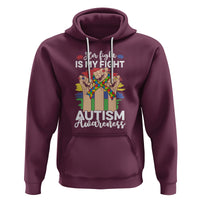 Autism Support Hoodie Her Fight is My Fight Together Puzzle Ribbon Raised Fists - Wonder Print Shop