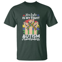 Autism Support T Shirt Her Fight is My Fight Together Puzzle Ribbon Raised Fists - Wonder Print Shop