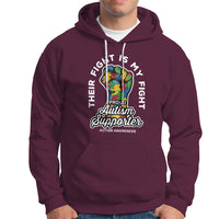 Proud Autism Supporter Hoodie Their Fight is My Fight Raised Fist Fighters - Wonder Print Shop