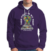 Proud Autism Supporter Hoodie Their Fight is My Fight Raised Fist Fighters - Wonder Print Shop