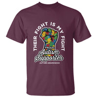 Proud Autism Supporter T Shirt Their Fight is My Fight Raised Fist Fighters - Wonder Print Shop