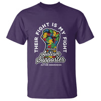 Proud Autism Supporter T Shirt Their Fight is My Fight Raised Fist Fighters - Wonder Print Shop