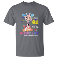 Cute Giraffe Autism T Shirt It's Ok To Be Different - Wonder Print Shop