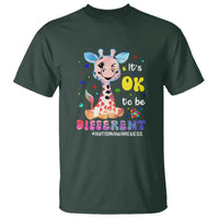 Cute Giraffe Autism T Shirt It's Ok To Be Different - Wonder Print Shop