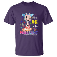 Cute Giraffe Autism T Shirt It's Ok To Be Different - Wonder Print Shop